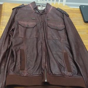 Men's jacket polyurethane jacket brown distressed look
